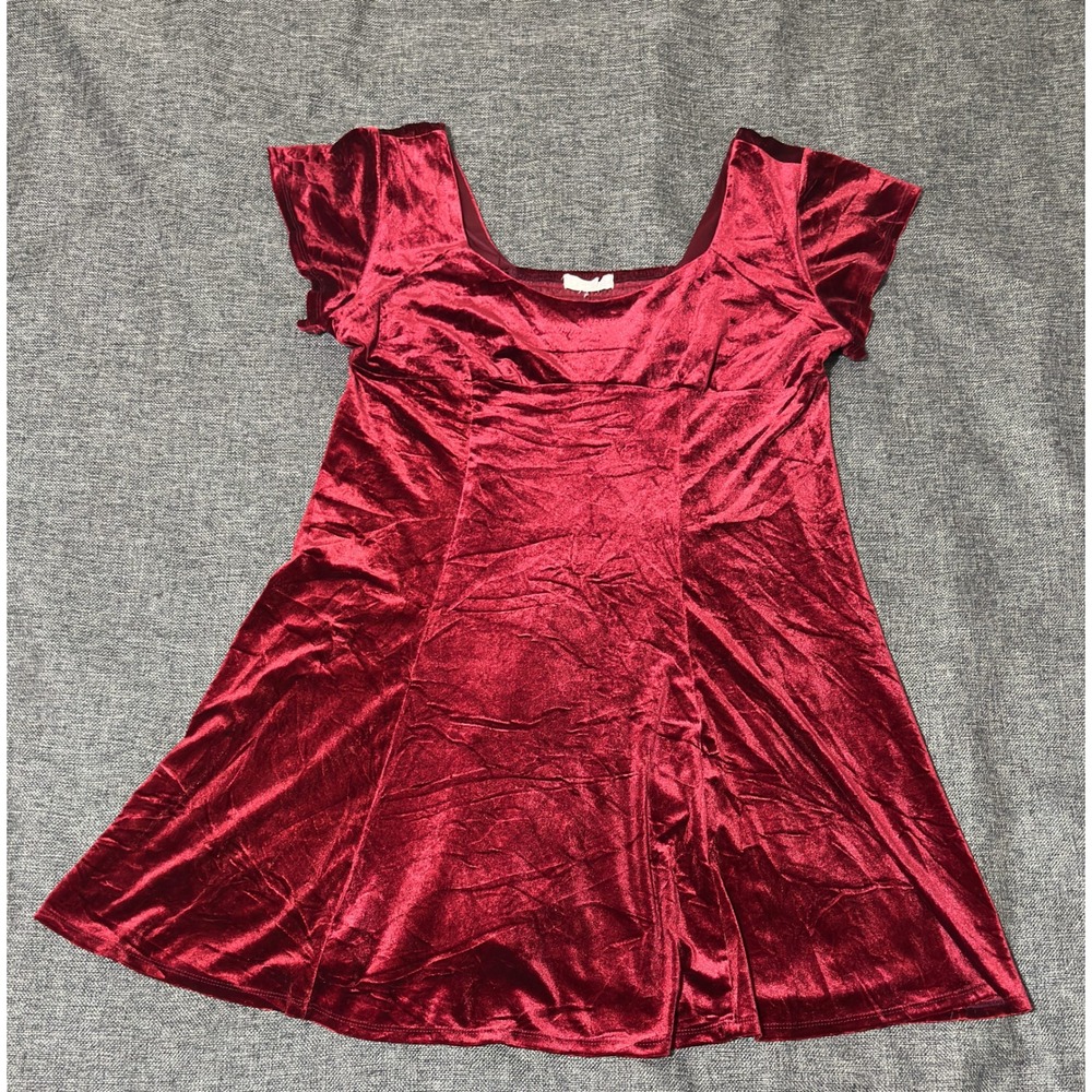 Rewind Womens 2X Dress Red Velvet Short Sleeve NKDP4859NJE